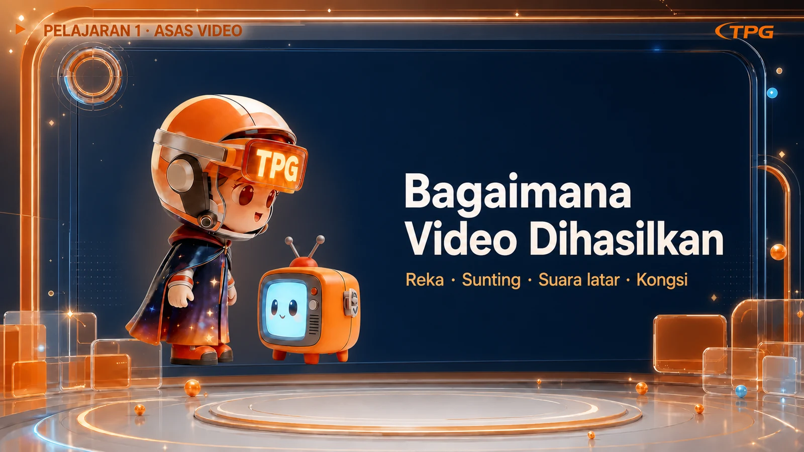 Kursus Video Watak Penjaga · Reka · Sunting · Suara latar · Kongsi