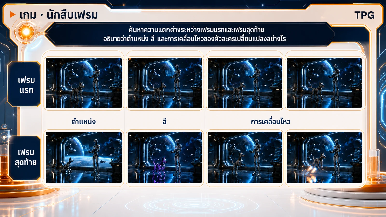 บทเรียนวิดีโอตัวละครผู้พิทักษ์ · นักสืบเฟรม